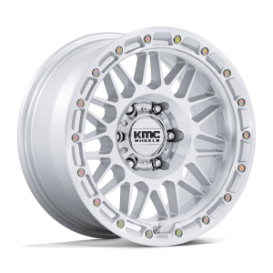 17" KMC WHEELS KM555 ATTACK GLOSS SILVER WITH MACHINED FACE FINISH RIMS