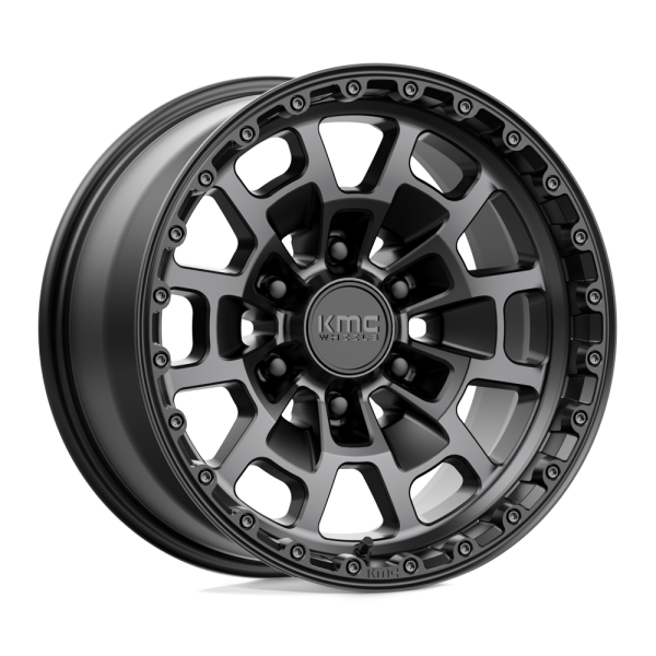 17" KMC WHEELS KM718 SUMMIT SATIN BLACK WITH GRAY TINT FINISH RIMS