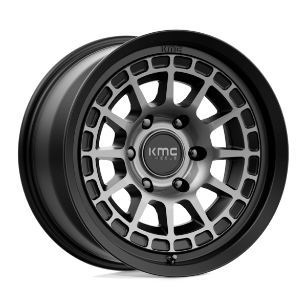 17" KMC WHEELS KM719 CANYON SATIN BLACK WITH GRAY TINT CROSSOVER SUV FINISH RIMS