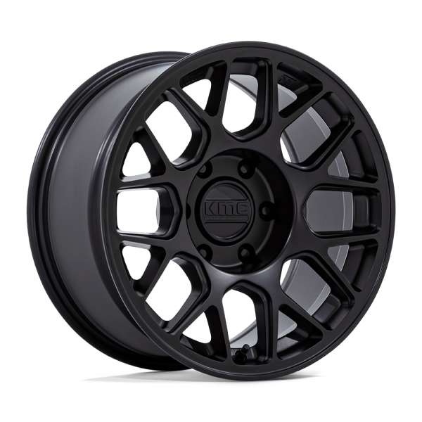 17" KMC WHEELS KM730 HATCHET MATTE BLACK FINISH RIMS