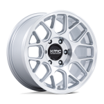 17" KMC WHEELS KM730 HATCHET GLOSS SILVER MACHINED FACE FINISH RIMS
