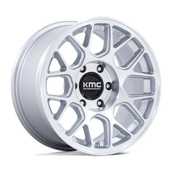 KMC 730 HATCHET SILVER 1 17" KMC WHEELS KM730 HATCHET GLOSS SILVER MACHINED FACE FINISH RIMS