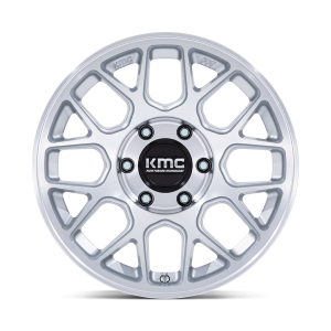 17" KMC WHEELS KM730 HATCHET GLOSS SILVER MACHINED FACE FINISH RIMS - Image 2