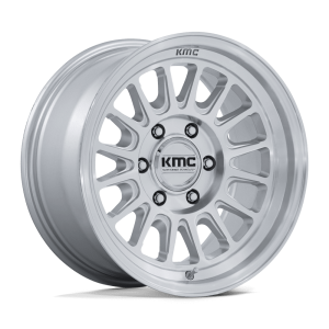 17" KMC WHEELS KM733 IMPACT FFT GLOSS SILVER MACHINED FACE FINISH RIMS