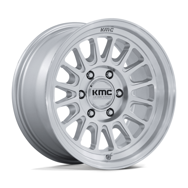 17" KMC WHEELS KM733 IMPACT FFT GLOSS SILVER MACHINED FACE FINISH RIMS