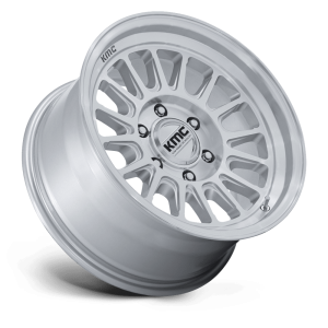 17" KMC WHEELS KM733 IMPACT FFT GLOSS SILVER MACHINED FACE FINISH RIMS - Image 3