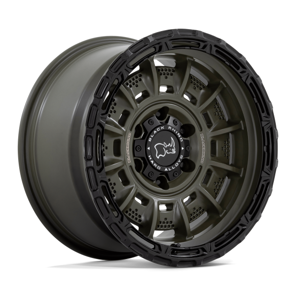17" BLACK RHINO WHEELS LEGION OLIVE DRAB GREEN W/BLACK LIP FINISH RIMS