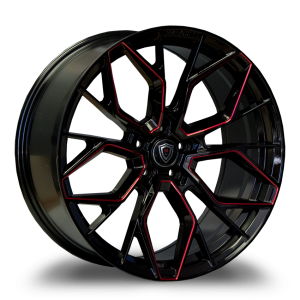 20" MARQUEE WHEELS M1004 GLOSS BLACK RED MILLED FINISH RIMS