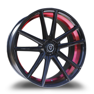 20" MARQUEE WHEELS M3197 GLOSS BLACK INNER RED FINISH RIMS
