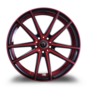 20" MARQUEE WHEELS M3197 GLOSS BLACK RED FACE INNER RED FINISH RIMS - Image 2