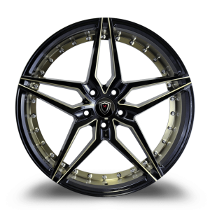 20" MARQUEE WHEELS M3259 GLOSS BLACK TITANIUM MILLED INNER TITANIUM FINISH RIM - Image 2