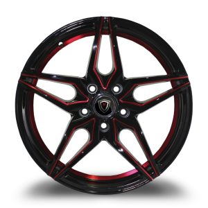 18" MARQUEE WHEELS M3259 GLOSS BLACK RED INNER LINE FINISH RIMS - Image 2