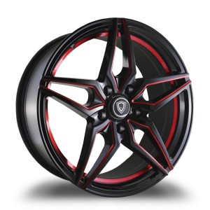 18" MARQUEE WHEELS M3259 GLOSS BLACK RED INNER LINE FINISH RIMS