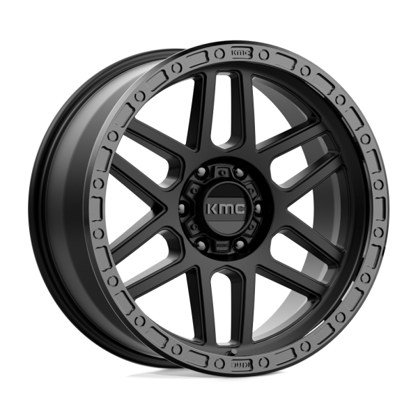 18" KMC WHEELS KM544 MESA SATIN BLACK W/GLOSS BLACK LIP FINISH RIMS