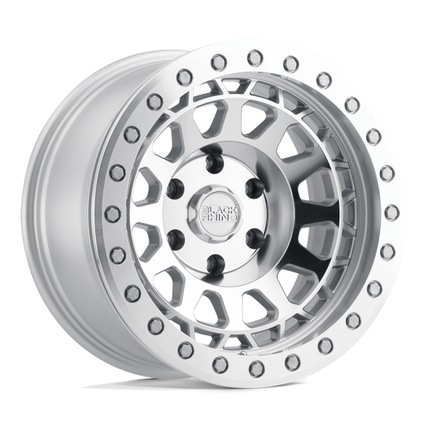 17" BLACK RHINO WHEELS PRIMM SILVER MIRROR FACE MACHINED RING FINISH RIMS