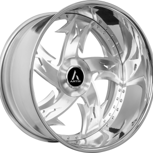 20" ARTIS FORGED WHEELS CHI TOWN XL BRUSHED SILVER FACE CHROME LIP FINISH