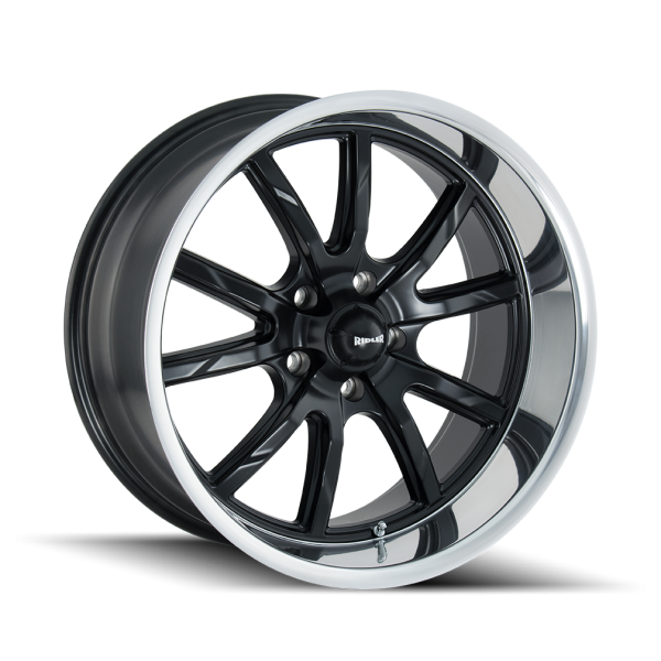 18" RIDLER WHEELS 650 MATTE BLACK WITH POLISHED LIP RIMS
