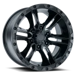 17" AMERICAN OUTLAW WHEELS RAILCAR BLACK W| MACHINED EDGE BLACK TINT FINISH RIMS 5x127 et-5