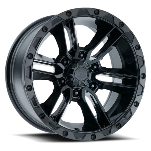 17" AMERICAN OUTLAW WHEELS RAILCAR BLACK W| MACHINED EDGE BLACK TINT FINISH RIMS 5x127 et-5