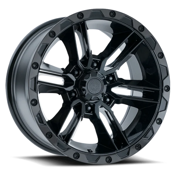Railcar_Black_Machined-Edge_6-lug_0001-1-1-1 (1) 17" AMERICAN OUTLAW WHEELS RAILCAR BLACK W| MACHINED EDGE BLACK TINT FINISH RIMS 5x127 et-5