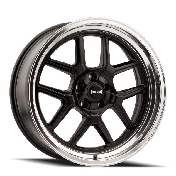 17" RIDLER WHEELS 610 MATTE BLACK WITH POLISHED LIP RIMS