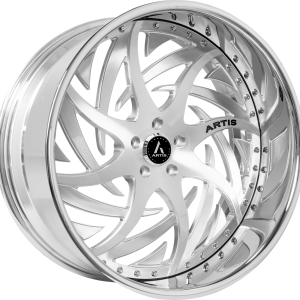 20" ARTIS FORGED WHEELS SHANK BRUSHED SILVER FACE CHROME LIP FINISH