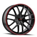 17" TOUREN WHEELS TR60 | 3260 BLACK RED RING FINISH RIMS