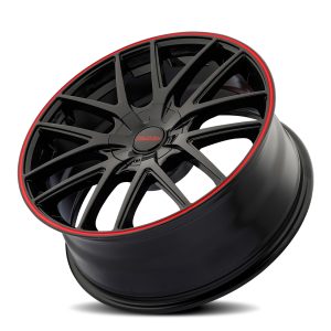 17" TOUREN WHEELS TR60 | 3260 BLACK RED RING FINISH RIMS - Image 2