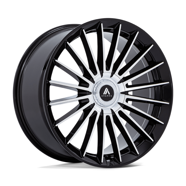 20" ASANTI BLACK LABEL WHEELS VICEROY GLOSS BLACK WITH MACHINED FACE FINISH RIMS
