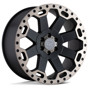 17" BLACK RHINO WHEELS WARLORD MATTE BLACK W/MACHINED DARK TINT RIMS
