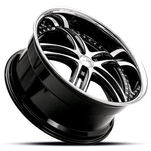 22" XIX WHEELS X15 BLACK MACHINED CHROME LIP FINISH RIMS - Image 4