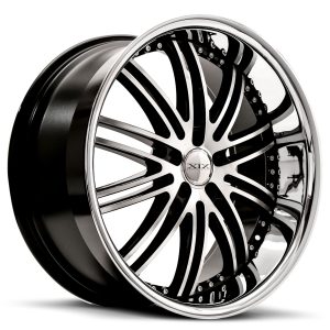 20" XIX WHEELS X23 BLACK MACHINED CHROME LIP FINISH RIMS
