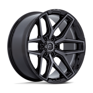 17" FUEL WHEELS FC854 FLUX 6 GLOSS BLACK BRUSHED FACE WITH GRAY TINT OFF-ROAD RIMS