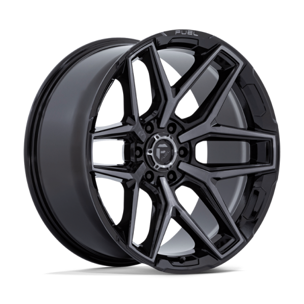 17" FUEL WHEELS FC854 FLUX 6 GLOSS BLACK BRUSHED FACE WITH GRAY TINT OFF-ROAD RIMS