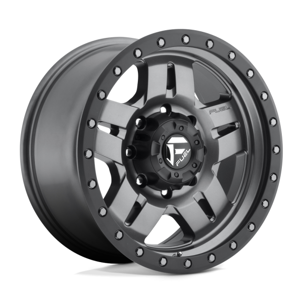 17" FUEL WHEELS D558 ANZA MATTE GREY WITH BLACK RING OFF-ROAD RIMS