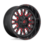 17" FUEL WHEELS D612 STROKE GLOSS BLACK WITH CANDY RED CROSSOVER SUV RIMS