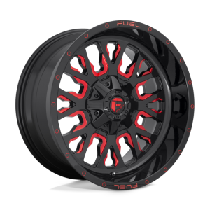 17" FUEL WHEELS D612 STROKE GLOSS BLACK WITH CANDY RED FINISH OFF-ROAD RIMS