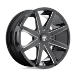 24" DUB WHEELS PUSH S109 GLOSS BLACK MILLED FINISH RIMS