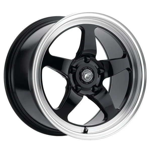17" FORGESTAR WHEELS D5 DRAG GLOSS BLACK MACHINED FINISH RIMS