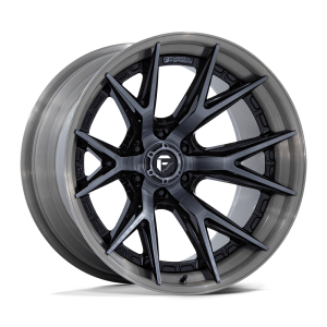 17" FUEL WHEELS FC402 CATALYST GLOSS BLACK WITH BRUSHED DARK TINTED CLEAR FACE AND LIP OFF-ROAD RIMS