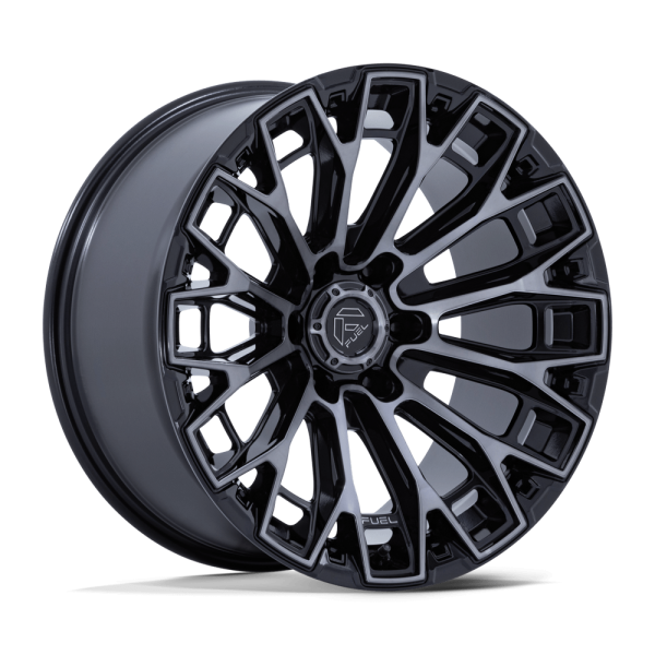 17" FUEL WHEELS FC882 TRAX GLOSS BLACK MACHINED FACE WITH DARK TINTED CLEAR OFF-ROAD RIMS