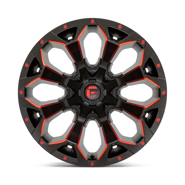 17" FUEL WHEELS D787 ASSAULT MATTE BLACK MILLED W/ RED TINT CROSSOVER SUV RIMS