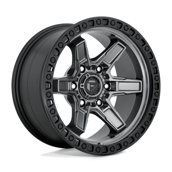 17" FUEL WHEELS D698 KICKER 6 ANTHRACITE CENTER WITH BLACK LIP OFF-ROAD RIMS