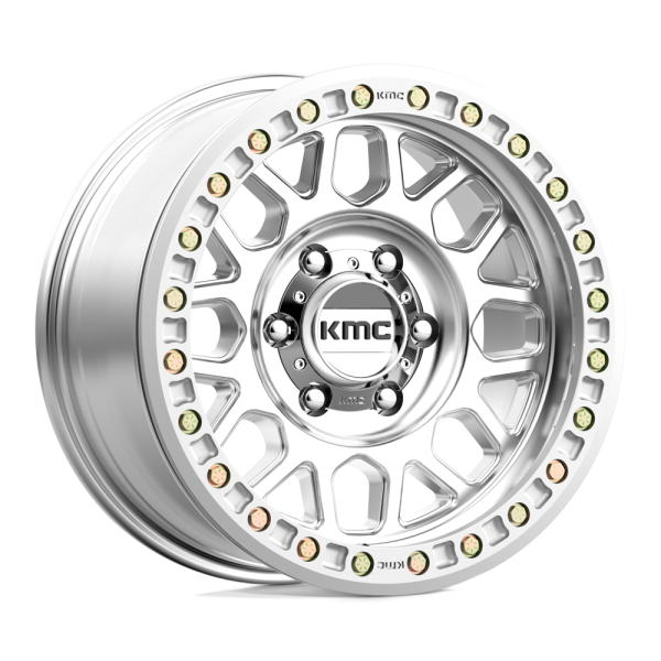 20" KMC WHEELS KM234 GRANADE DESERT BEADLOCK MACHINED FINISH RIMS