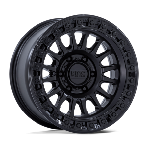 18" KMC WHEELS KM522 IMS MATTE BLACK GLOSS BLACK LIP FINISH RIMS