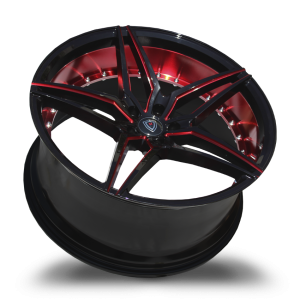 20" MARQUEE WHEELS M3259 GLOSS BLACK RED MILLED RED INNER FINISH RIMS - Image 2
