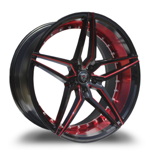 20" MARQUEE WHEELS M3259 GLOSS BLACK RED MILLED RED INNER FINISH RIMS