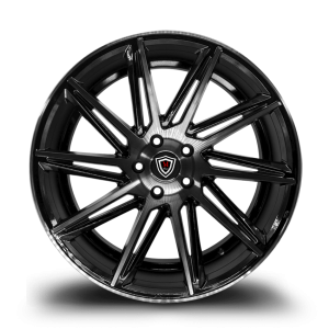 20" MARQUEE WHEELS M4617 GLOSS BLACK MACHINED FINISH RIM - Image 2