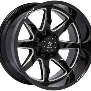 22x12" RBP WHEELS SAHARAN 01R- CAST GLOSS BLACK MILLED FINISH RIMS ONLY 8LUG ET-44