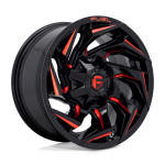 17" FUEL WHEELS D755 REACTION GLOSS BLACK WITH RED MILLING CROSSOVER RIMS